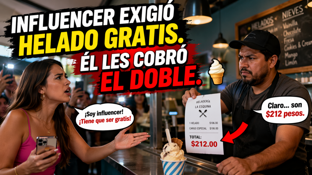 Influencer exigió helado gratis y el dueño respondió cobrándole el doble en México