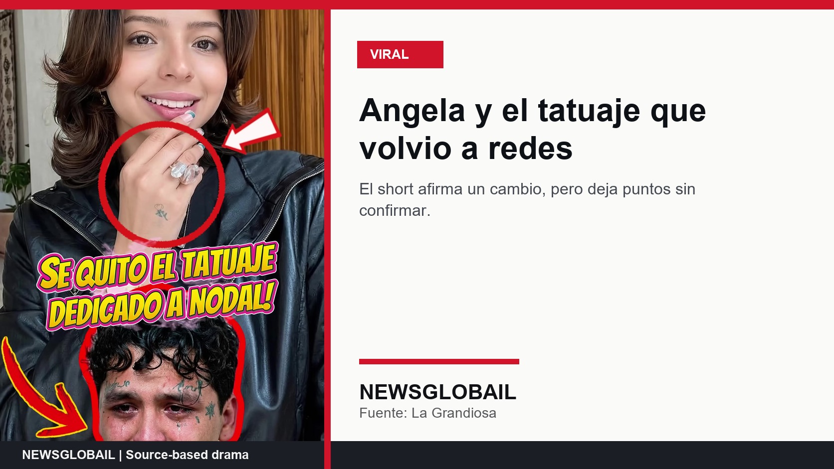 Angela tatuaje Nodal segun short viral de La Grandiosa