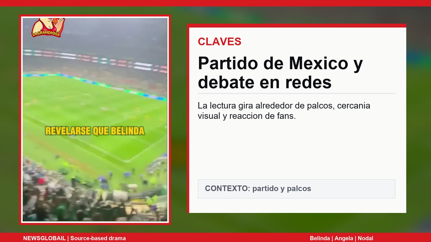Belinda cara a cara con Angela y Nodal contexto del partido de Mexico