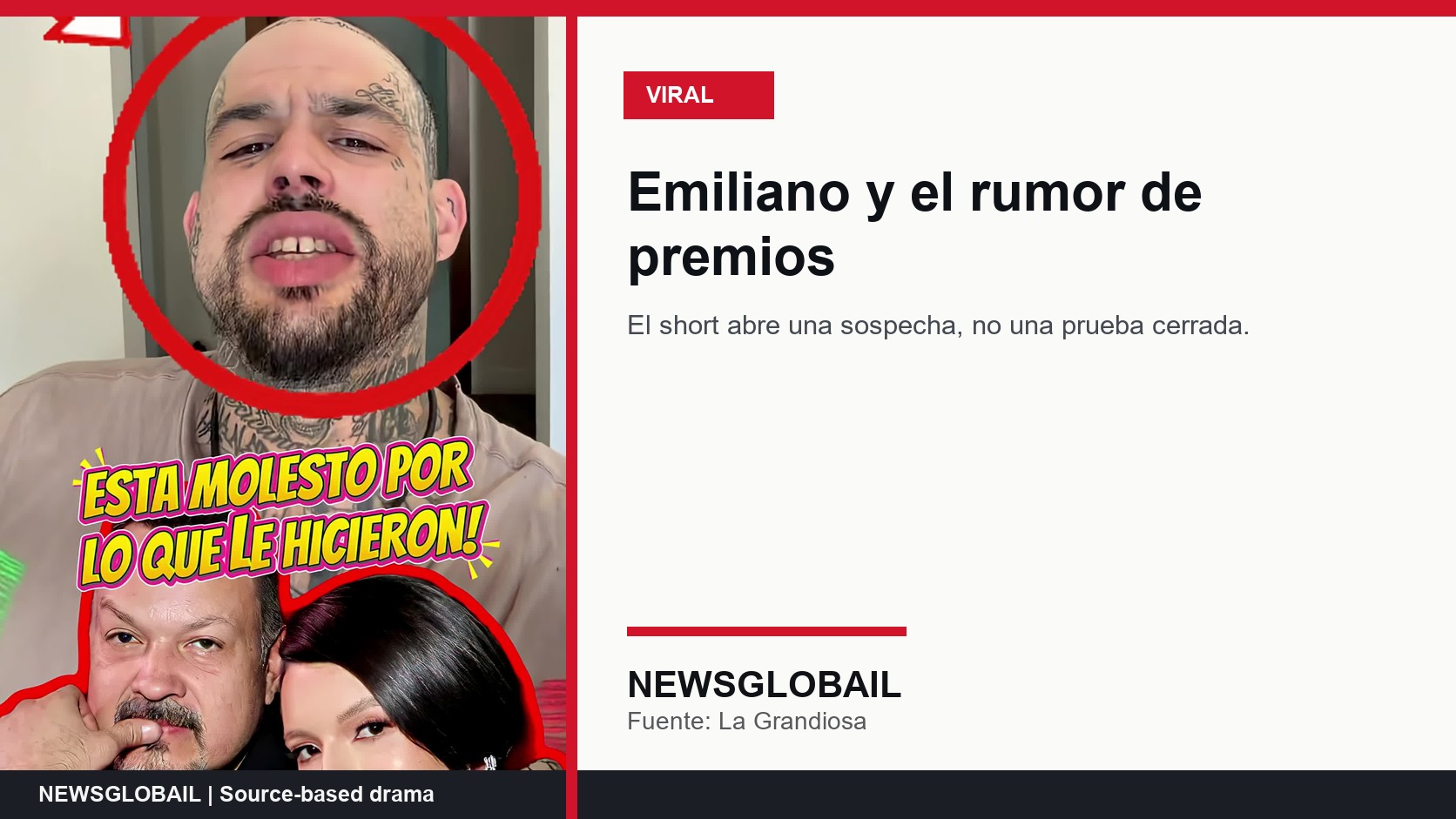 Emiliano premios amaño segun short viral de La Grandiosa