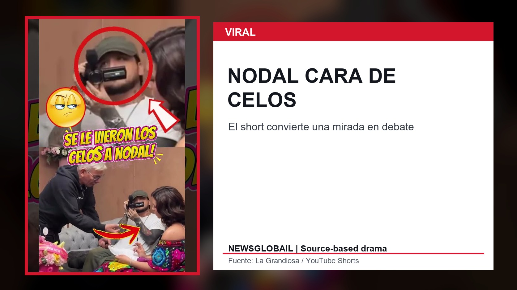 Nodal cara de celos en short de La Grandiosa